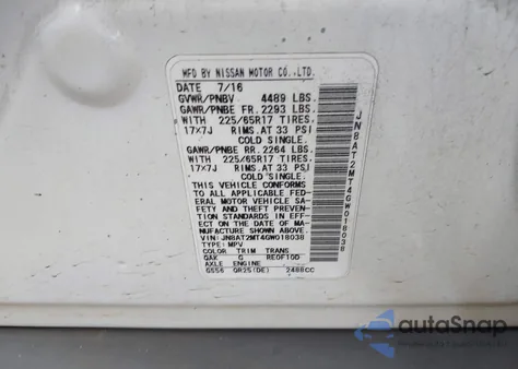 2016 Nissan Rogue S z USA, uszkodzony, nr VIN JN8AT2MT4GW018038